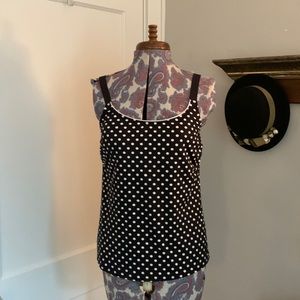 Women’s Lands’ End Black/White Polka Dot Swim Top